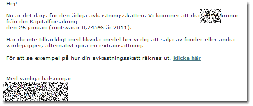 meddelande om skatteinbetalning