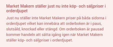 market makern ställer inte pris i bitcoin certifikat