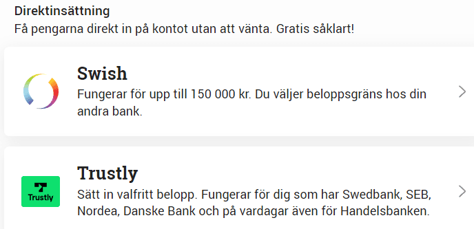 Insättning till Avanza