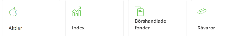 Olika tillgångar att handla hos Etoro