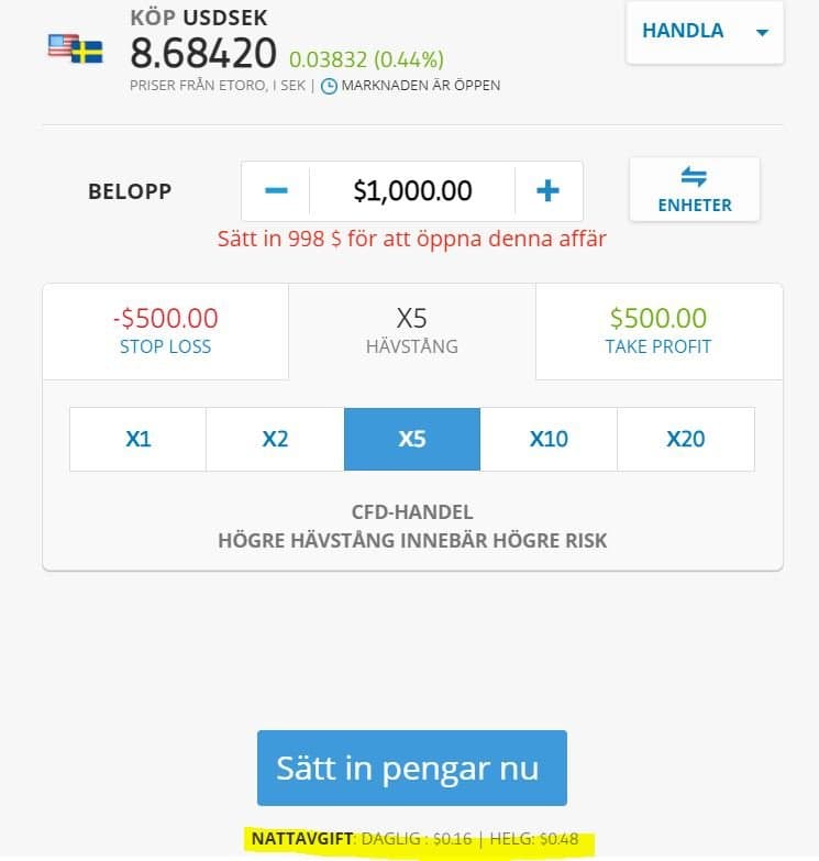 Valutasäkring via Etoro Valutasäkring via Etoro