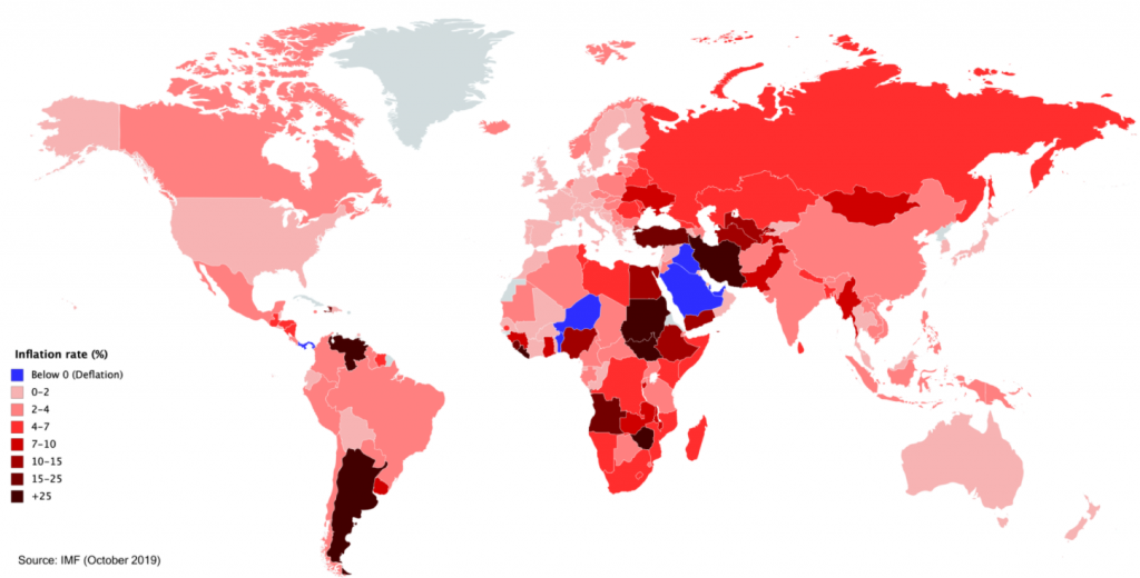 inflation runt om världen - inflationskarta